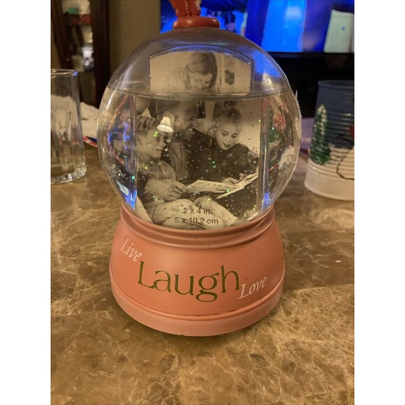 Melannco “Live Laugh Love” Wind Up Musical Photo Water Globe Music Box - Picture 1 of 6